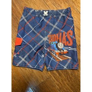vintage Thomas &‎ Friends Swim Trunks Blue Plaid Thomas The Train Swimsuit